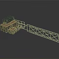 Industrial Metal Frame Gate Structure With Wooden Roof And Platform Design