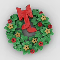 Creative Building Blocks Wreath With Green Leaves Red Flowers And Yellow Stars