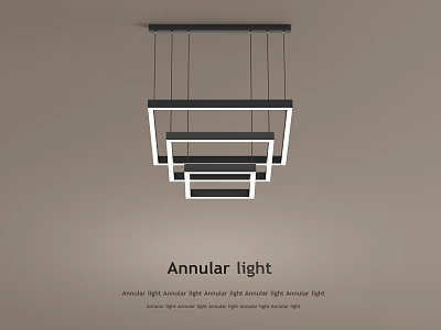 Modern Annular Pendant Light With Geometric Design And Black Frame LED Strips 3d model