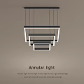 Modern Annular Pendant Light With Geometric Design And Black Frame LED Strips