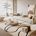 Modern Sofa Coffee Table Combination Lazy Sofa Green Plant Floor Lamp Sofa Stool Hanging Picture 3d model