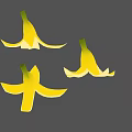 Two Ripe Peeled Yellow Bananas with Spread Skins on Black Background