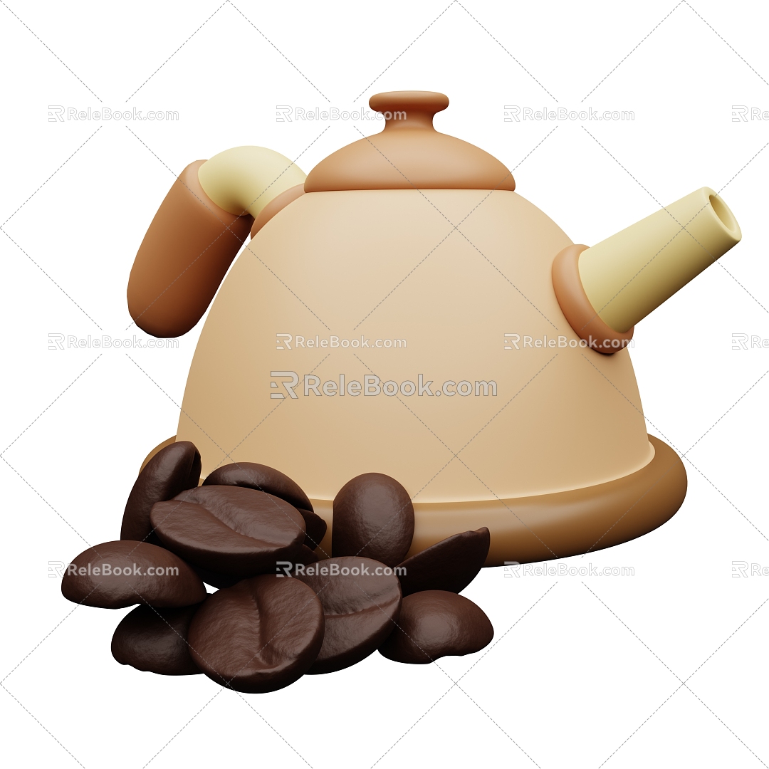 Modern Coffee Bean Coffee Pot Coffee Drink Cartoon Coffee Bean 3d model