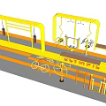 Yellow Outdoor Fitness Equipment With Parallel Bars Exercise Bikes And Workout Tools
