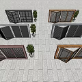 Various Design Folding Doors with Wooden Frames and Metal Grilles for Outdoor Areas