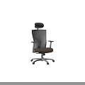 Modern Office Chair With Mesh Backrest Adjustable Headrest Brown Seat White Frame Swivel Wheels 3d model
