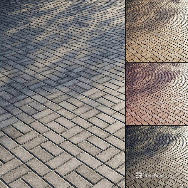 Colored Brick Paved Ground With Interlocking Pattern And Various Color Options 3d model