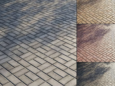 Colored Brick Paved Ground With Interlocking Pattern And Various Color Options 3d model