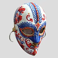 Ornate Painted Mask With Floral Patterns And Ear Loops