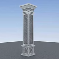 Carved Stone Column with Intricate Patterns Decorative Top and Base Classical Design 3d model