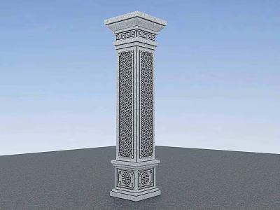 Carved Stone Column with Intricate Patterns Decorative Top and Base Classical Design 3d model