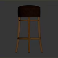 Sturdy Modern Bar Stool With Wooden Frame And Burgundy Padded Seat