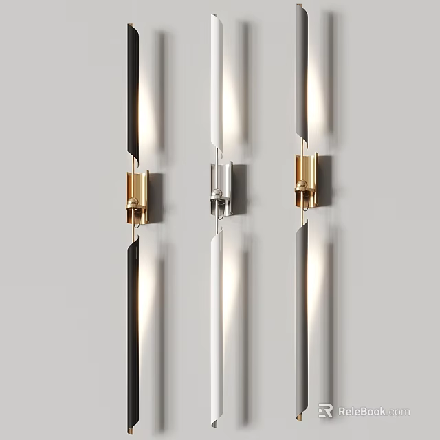 Modern Wall Sconces With Gold And Silver Accents Sleek Linear Design For Home Lighting 3d model 