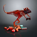 Colorful Dinosaur Skeleton Model Made With Assorted Building Blocks 3d model