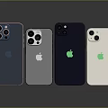Assorted Color Apple Smartphones With Camera Modules And Logo Displayed In Row 3d model