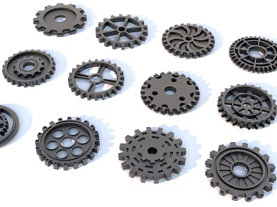 Various Mechanical Gears With Different Designs And Metal Construction For Industrial Use 3d model