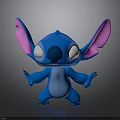Blue Cartoon Character Figurine With Pink Ears White Eyes And Outstretched Arms