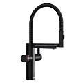 Elegant Black Modern Kitchen Faucet With Flexible Spout And Red Accent Controls