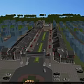 Traditional Commercial Street With Gateway Arch Planned Layout Parking Lot And Green Trees