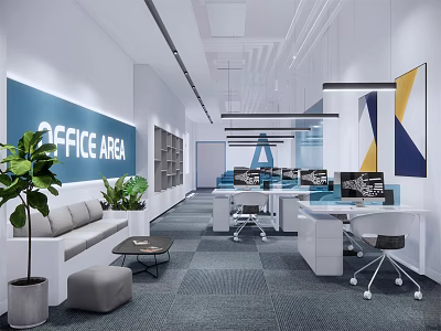 Modern public office area 3d model