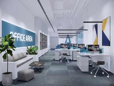 Modern public office area 3d model