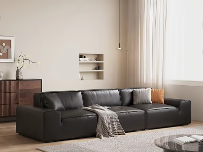 Quiet Ancient Style Living Room Three-Person Sofa Coffee Table Combination Decorative Cabinet Carpet Wood Floor 3d model
