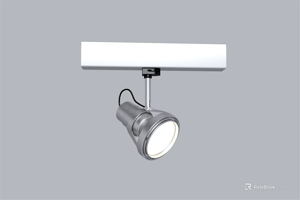 Silver Adjustable Downlight Spotlight With White Rectangular Base And Modern Lighting Fixture 3d model