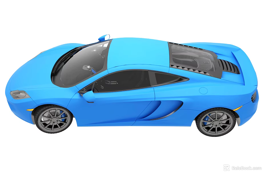 Blue Sports Car With Sleek Design Black Windows And Silver Rims 3d model 