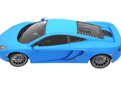 Blue Sports Car With Sleek Design Black Windows And Silver Rims 3d model
