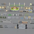 Various Entrance Gates 3D Models Featuring Architectural Designs and Decorative Elements 3d model