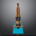 Fitness Yoga Exercise Scene With Blue Mat And Person Doing Handstand