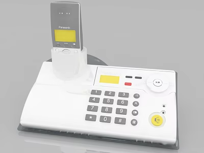 White Digital Cordless Phone System With Keypad Display Screen And Handset 3d model