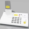 White Digital Cordless Phone System With Keypad Display Screen And Handset