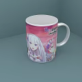 Anime Themed Cup With ReZero Text And Pink Purple Gradient Background 3d model