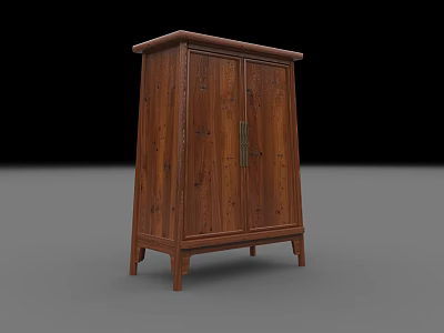 Traditional Solid Wooden Entryway Side Cabinet With Double Doors And Legs 3d model