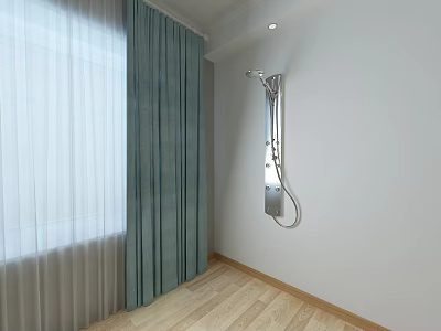 Modern Bathroom Cabinet With Shower Head And Wooden Floor Near Window 3d model