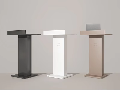 Modern Black White And Beige Podiums With Built In Devices And Sleek Design 3d model
