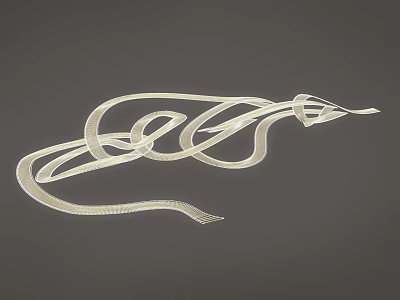 Modern Decorative Light with Curved Winding Design and Smooth White Lines 3d model