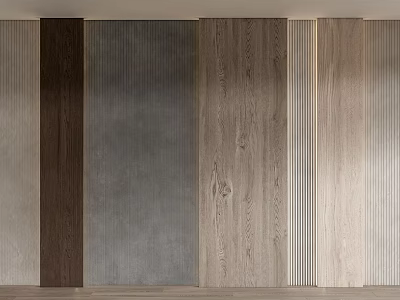 Natural Wood and Gray Wall Paneling Options for Modern Interior Design 3d model