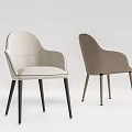 Modern Upholstered Dining Chairs with Beige and Light Brown Armrest Design 3d model