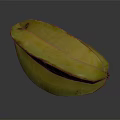 Fresh Ripe Yellow Starfruit Sliced Displaying Inner Texture On Gray Background