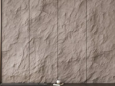 Natural Stone Texture Wall With Light Brown Surface And Small Decorative Object 3d model