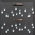 Contemporary Modern Chandelier Design With Blue Glass Pendant Lights And Gold Metal Hanging Frames