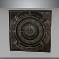 Vintage Mechanical Equipment With Square Wooden Frame Circular Metal Gear Design And Pointer