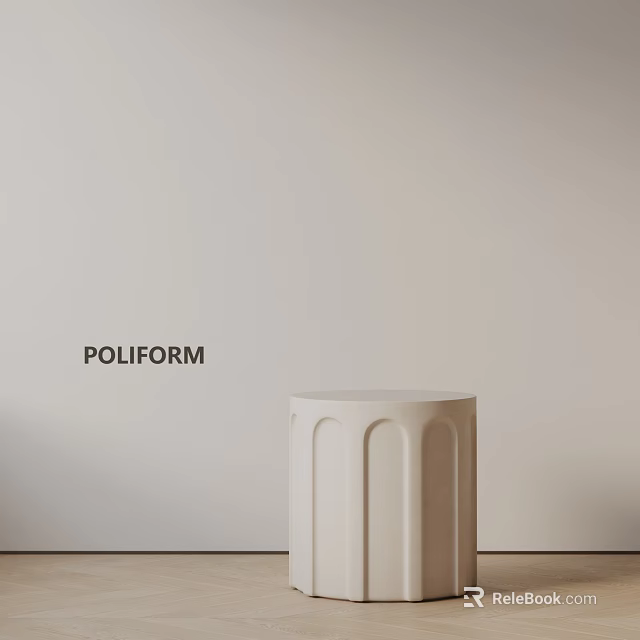 Poliform Minimalist White Side Table With Fluted Cylindrical Design For Living Room 3d model 