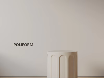 Poliform Minimalist White Side Table With Fluted Cylindrical Design For Living Room 3d model