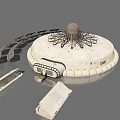 3D Futuristic Circular Architectural Model With Top Structure Surrounding Modules And Flat Panels 3d model