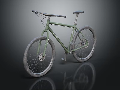 Green Mountain Bike with Black Handlebar and Seat Wide Tires for Off Road Riding 3d model