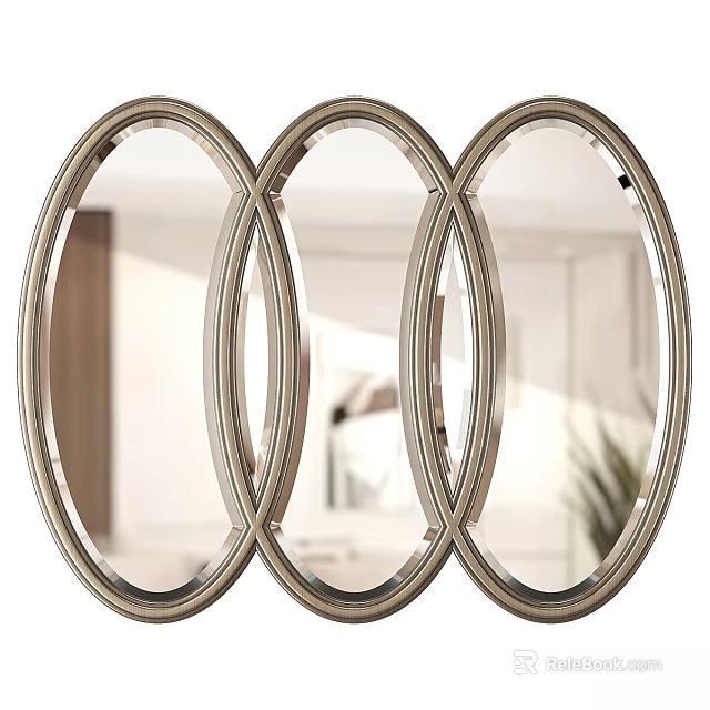 Three Oval Decorative Framed Mirrors For Interior 3d model 