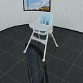 Light Blue And White Kids High Chair With Feeding Tray Safety Harness And Stable Design